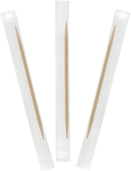 Hotpack Disposable Bamboo Tooth Picks Individually Wrapped, Sturdy Double Sided 1000 Pieces