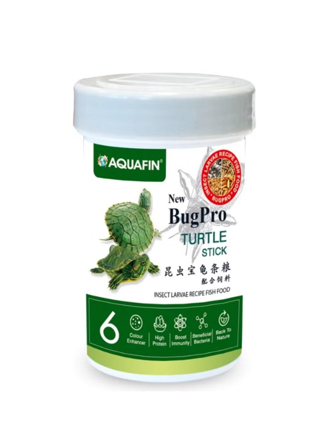 Aquafin BugPro Turtle Stick insect repellent food container, green label with turtle graphic