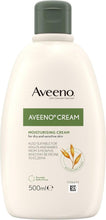 Moisturizing cream bottle, 500ml, white bottle with green cap and Aveeno label