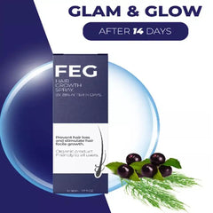 FEG hair growth spray for hair loss in a sleek box with organic ingredients promoting hair growth