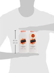 Two white bottles of femfresh feminine hygiene powder UAE with special offer sticker and 8 inch height scale