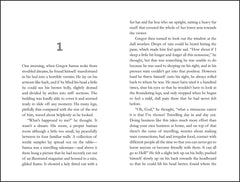 Order Metamorphosis English edition showing the first page with text about Gregor Samsa's transformation