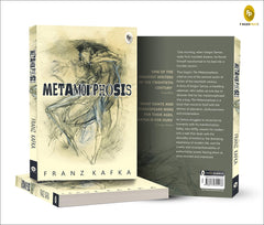Order Metamorphosis English edition by Franz Kafka front and back cover displaying artistic sketch and summary