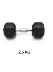 Huitich 10kg strength training dumbbell with black hex rubber weights and chrome handle for fitness
