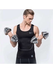 Man lifting 2-in-1 dumbbell barbell set for beginners with adjustable weights for home workouts