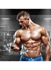 Muscular man lifting 2-in-1 dumbbell barbell set for beginners in gym fitness workout