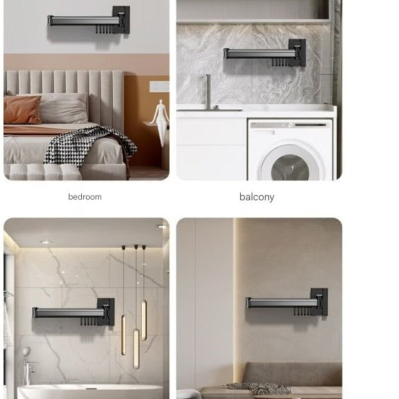 Huitich foldable clothes rack for small spaces mounted in bedroom balcony and bathroom settings