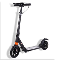 Winner sky foldable commuter scooter with shock absorption in black with front and rear wheels