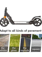 Winner sky foldable commuter scooter with shock absorption suitable for all pavements including pebbles glass asphalt and square