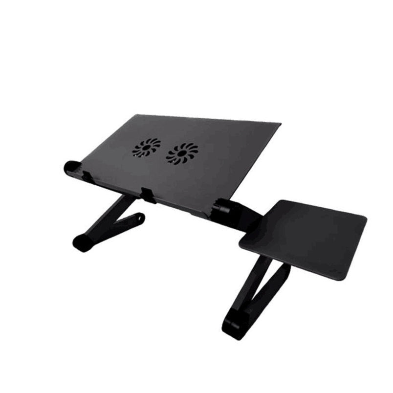 Huitich black foldable laptop desk with mouse stand and adjustable legs with cooling fans