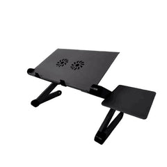 Huitich black foldable laptop desk with mouse stand and adjustable legs with cooling fans