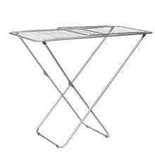 Foldable metal laundry drying rack with top wire drying surface and legs
