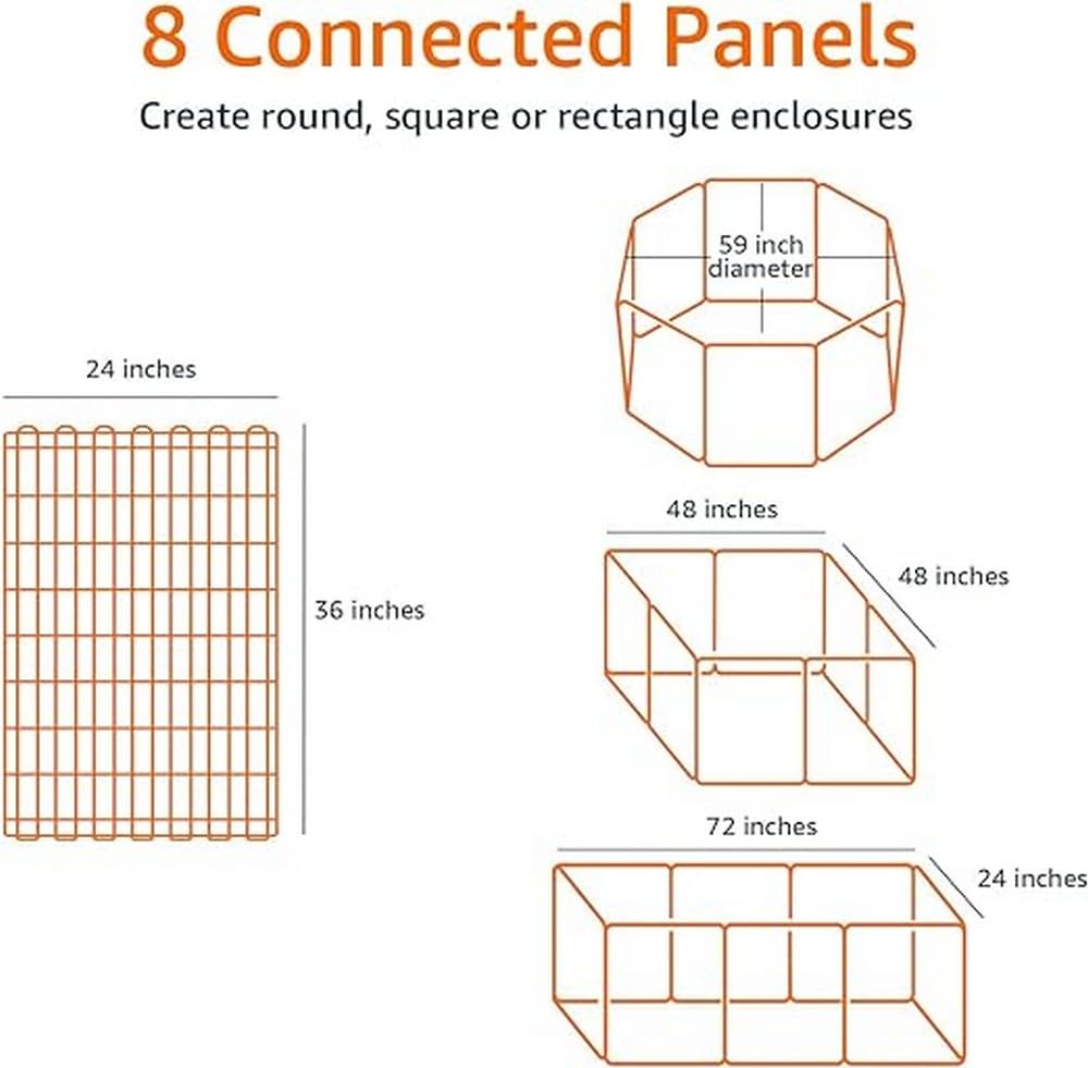 Huitich foldable metal dog playpen with eight connected panels for customizable enclosures