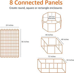 Huitich foldable metal dog playpen with eight connected panels for customizable enclosures