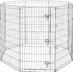 Huitich foldable metal dog playpen with multiple panels for safe and secure pet playtime