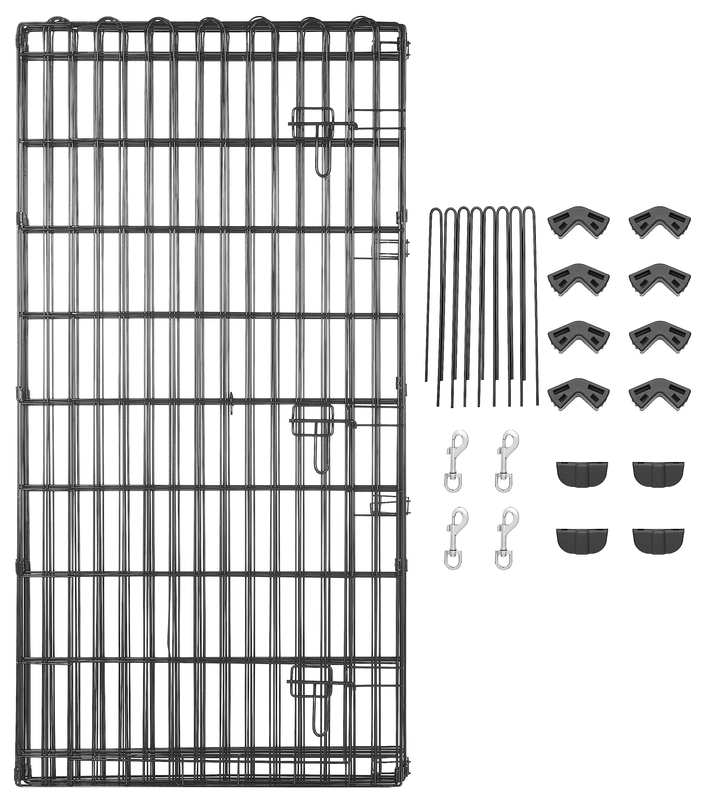 Huitich foldable metal dog playpen with connecting clips and ground stakes for easy setup