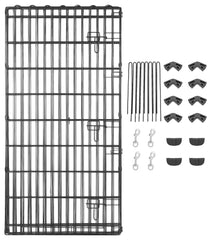 Huitich foldable metal dog playpen with connecting clips and ground stakes for easy setup