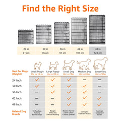 Huitich foldable metal dog playpen size guide for various dog breeds and heights