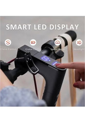 Huitich foldable scooter 30km range with smart LED display showing speed and cruise control