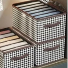 Huitich foldable storage box with lid in black and white houndstooth pattern for organized storage