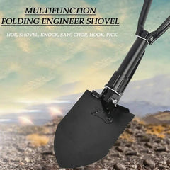 Huitich foldable survival shovel with multifunction folding design for digging chopping and sawing outdoors