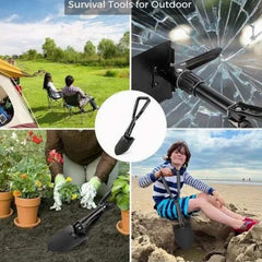 Huitich foldable survival shovel used for outdoor camping, gardening, emergency glass breaking, and beach digging