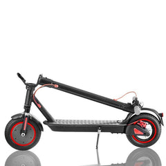 Winner Sky electric scooter with bluetooth in black and red, folded for compact storage