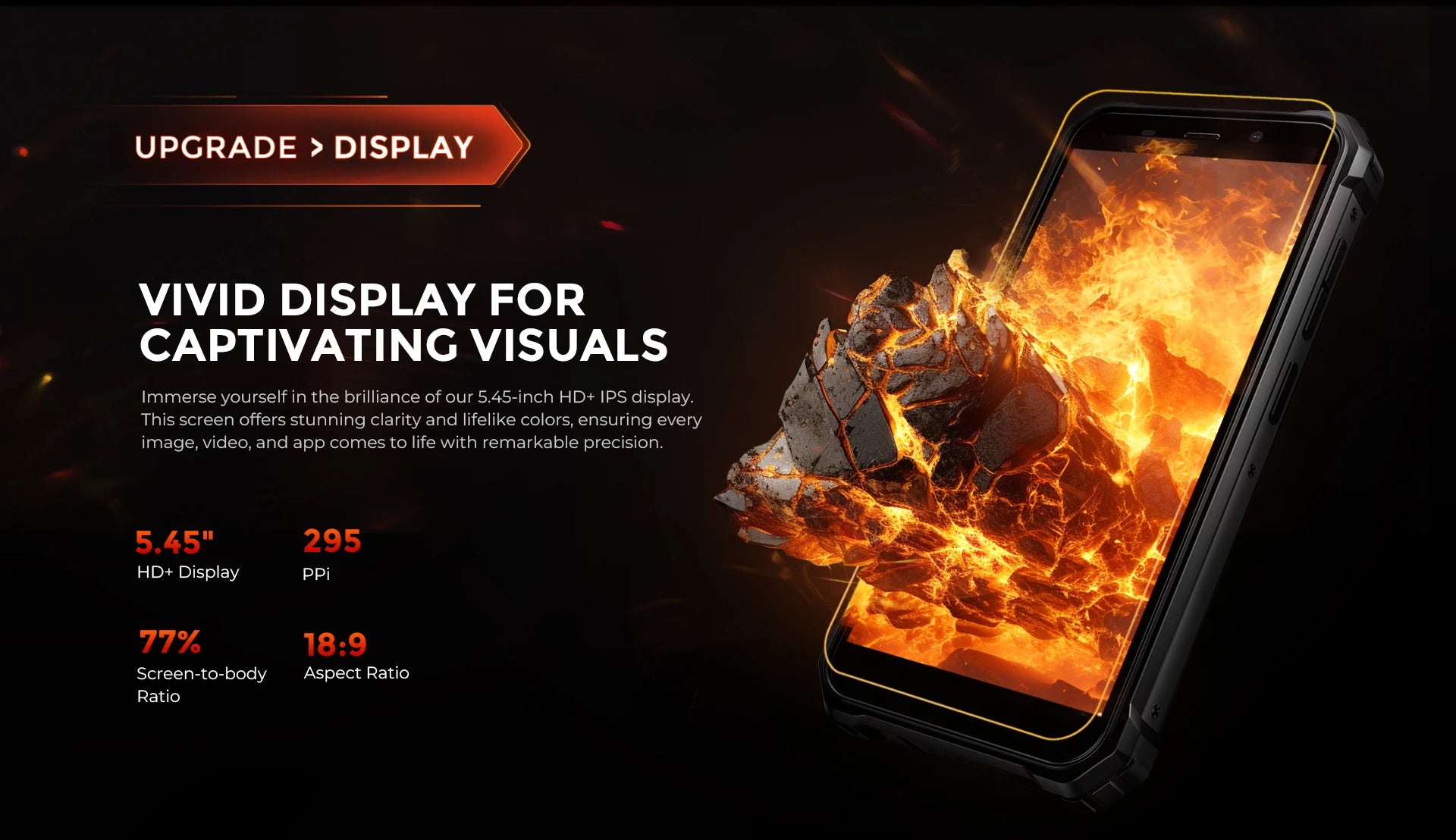 FOSSiBOT F101 PRO smartphone UAE rugged black phone with vivid fiery screen 5.45 inch HD 295 ppi