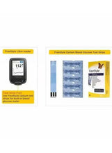 FreeStyle Optium blood glucose test strips kit with reader display and strip pack