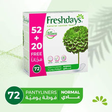 Pantyliner pads box angled, normal pantyliner, 72 count label, green leaf artwork