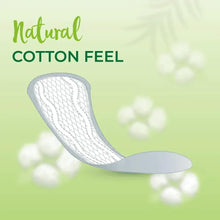 Pantyliner pad, textured absorbent surface, natural cotton feel graphic