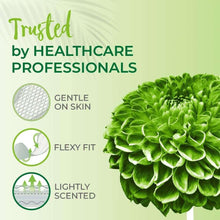Pantyliner pad features panel: gentle on skin, flexy fit, lightly scented