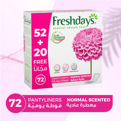 Freshdays daily liners 72 count box normal scented pantyliners with pink floral packaging