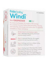 Windi the Gaspasser box back panel with usage steps and 0+ months label