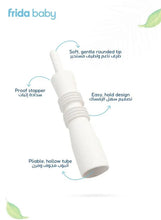 Single white gas relief tube with rounded tip, stopper, and hollow tube design