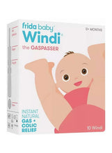Baby gas relief device box with cartoon infant and Windi branding, 10 count