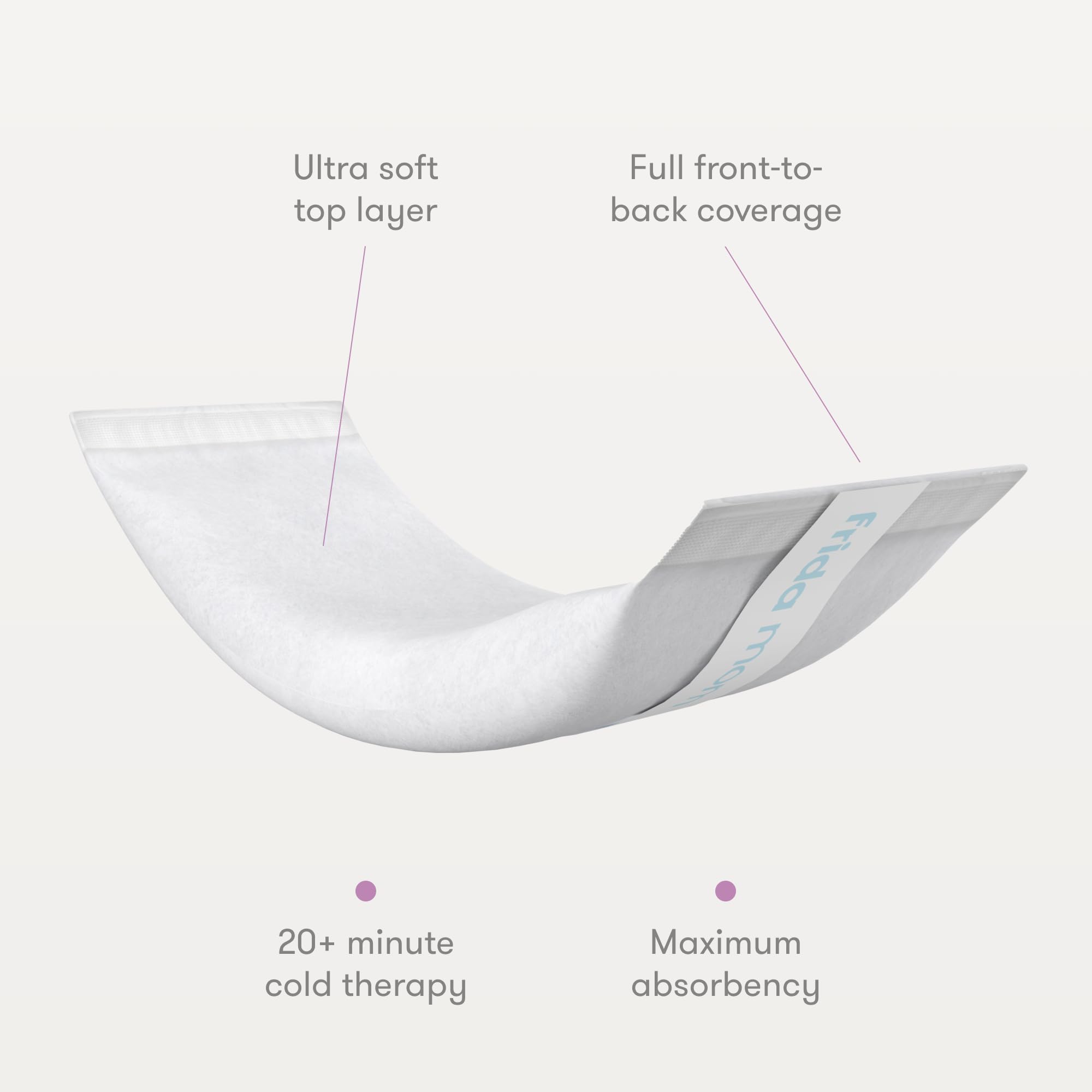 Frida Mom postpartum ice pads for women ultra soft top layer full front to back coverage 20 minute cold therapy