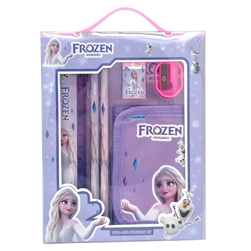Huitich Frozen stationery kit for kids featuring ruler pencils sharpener and notebook with Elsa and Olaf design