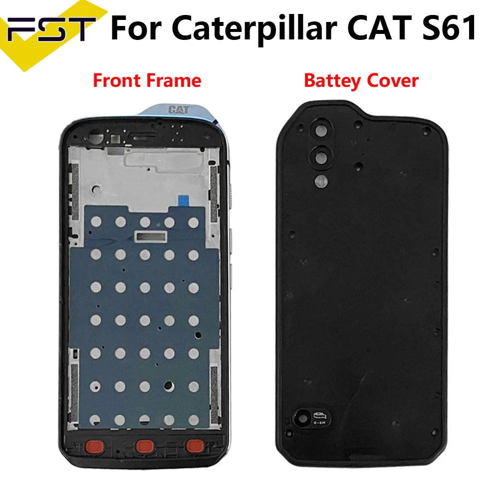 Mumzar Caterpillar Cat S61 front frame replacement and black battery cover showing internal frame and exterior back