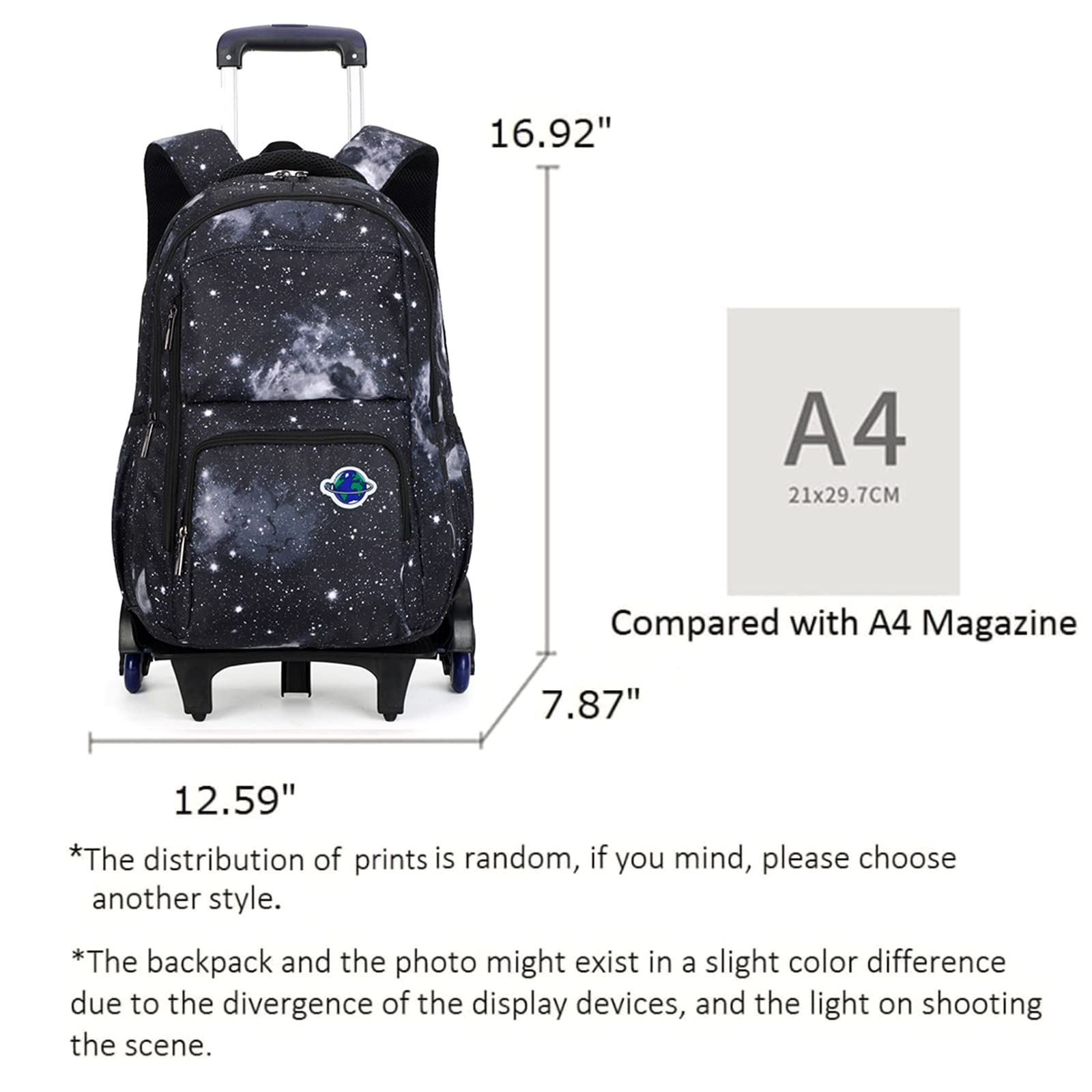 Huitich galaxy rolling school backpack with sturdy wheels and spacious compartments for school essentials