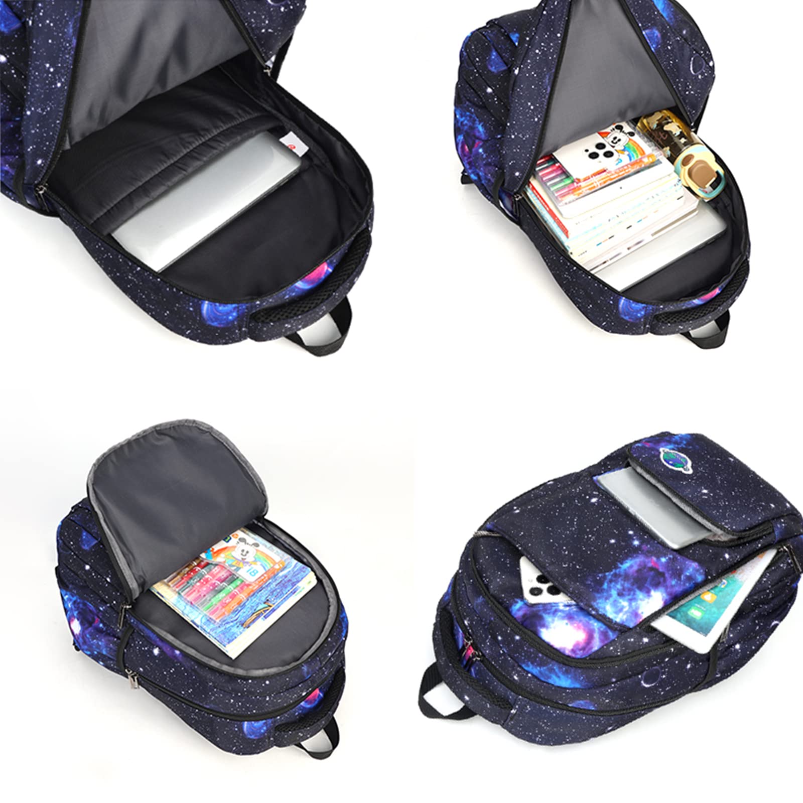 Galaxy rolling school backpack with spacious compartments for books and electronics