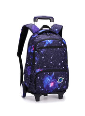 Huitich galaxy wheeled school backpack with vibrant cosmic design and durable wheels for easy transport