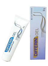 Adapalene gel tube and 30g carton, white tube with blue label and purple box