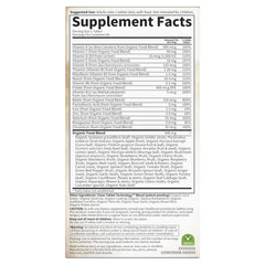 Garden of Life multivitamin for women supplement facts label showing vitamins minerals and organic food blend ingredients