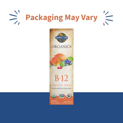 Garden of Life Organics B12 spray box with fruit artwork Packaging May Vary text organic B12 spray UAE