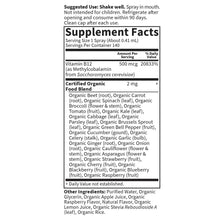 Supplement Facts panel for vitamin B12, 500 mcg per serving