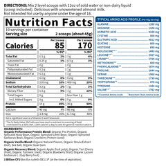 Garden of Life sports nutrition label showing nutrition facts and amino acid profile plant-based protein powder UAE