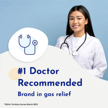 Doctor-recommended gas relief badge with stethoscope icon