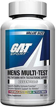 GAT Sport Men's Multi+Test supplement bottle, front label, 150 tablets