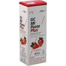 GC Tooth Mousse Plus strawberry tooth mousse box with red top and strawberry art.